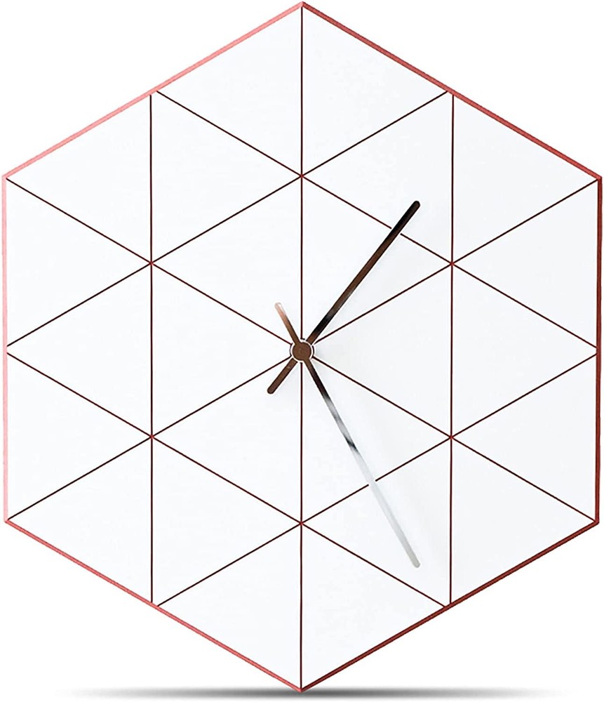 Modern Minimalist Geometric Wall Clock (Red)