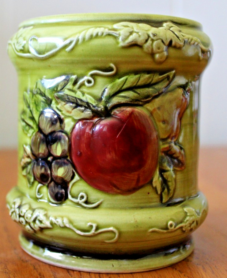 Green Apple Pear Grape Lefton Pottery Jam Jar 3745