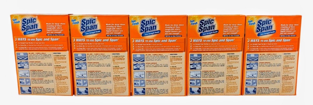 5 Boxes Spic and Span Extra Strength Powder - Sun Fresh - 27 Oz. Each