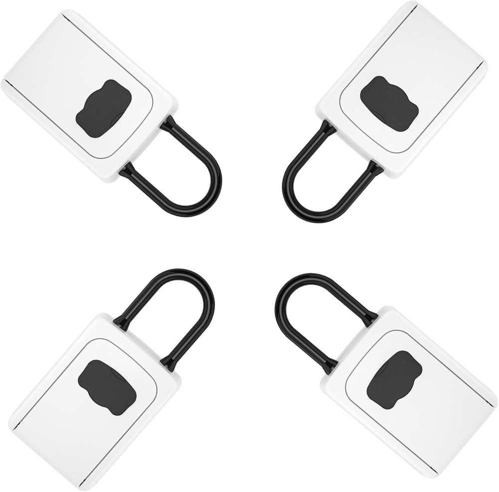 Lock Box for House Key, 4-Digit Code, Large Capacity, White