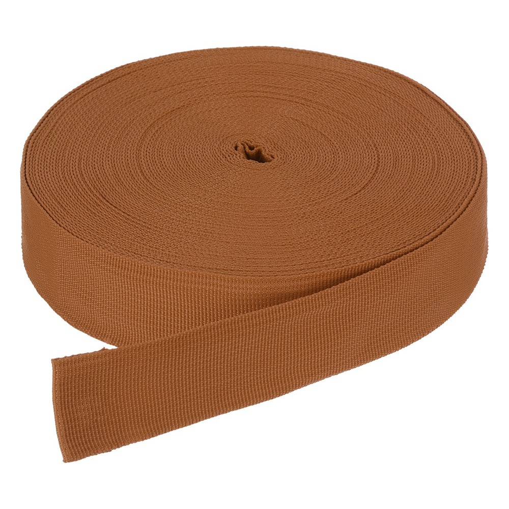25 Yard x 1 1/2 Inch Width Nylon Webbing Strap Poly Flat Webbing Strapping Brown