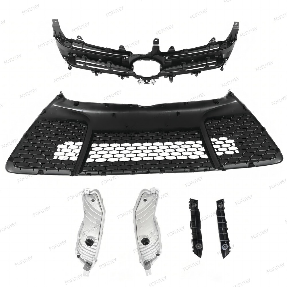 For Camry 2016-2017 SE Front Bumper Upper Lower Grille +2 Daytime Running Lights