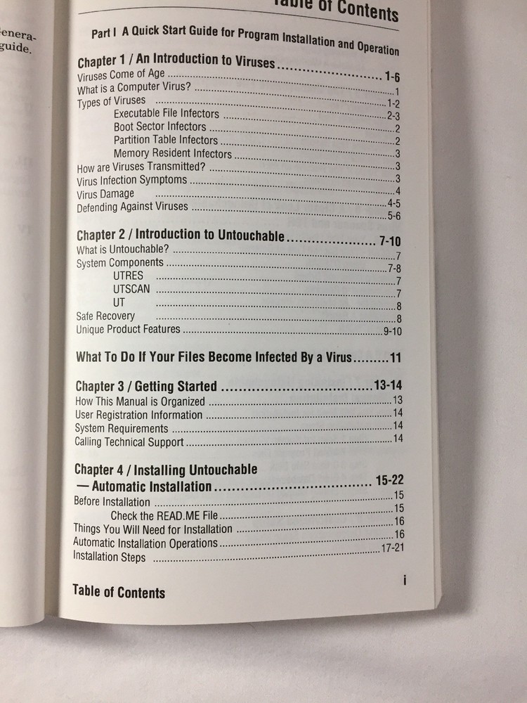 Untouchable A New Generation in Virus Protection Software User Manual