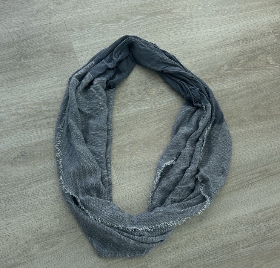 Infinity Scarf Cotton Fringe One Size Blue