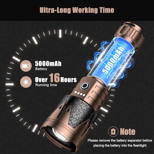 LED Flashlights High Lumens with Rechargeable Flashlight-1pcs Upgraded