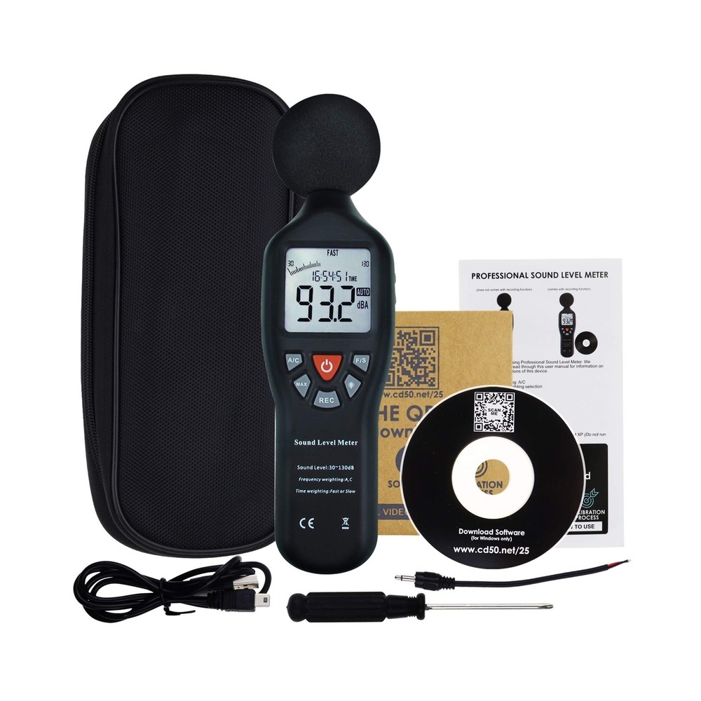 Decibel Meter Digital Sound Level Meter with Data Record Function 30-130dB Ra...