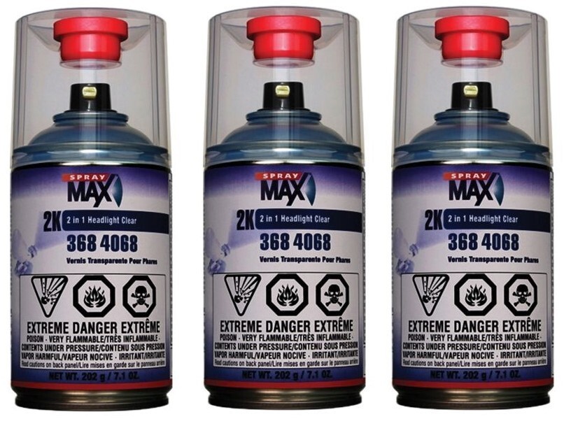 SprayMax 2K 2 in 1 Headlight Clear, 3684068 (3 Pack)