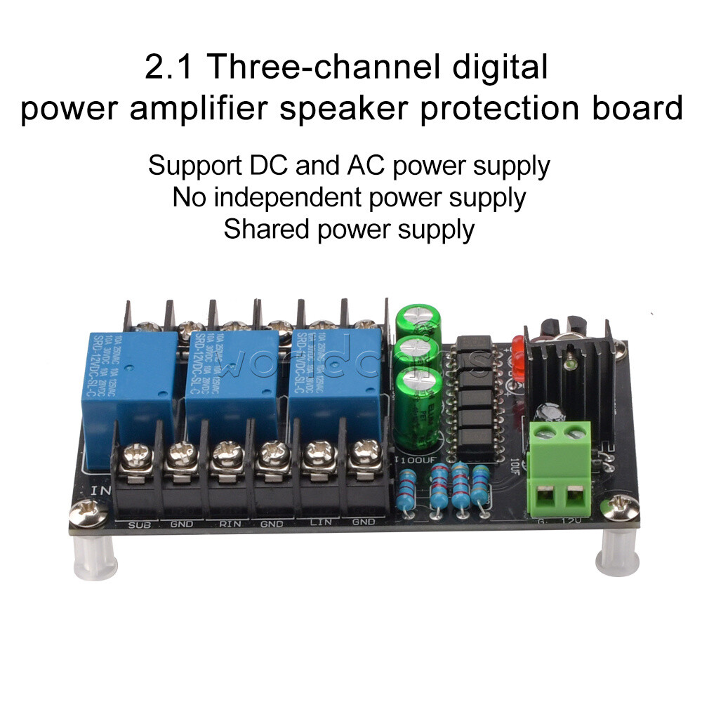 Stereo 2.1 3-channels Speaker Protection Board Delay Module for Audio Amplifier