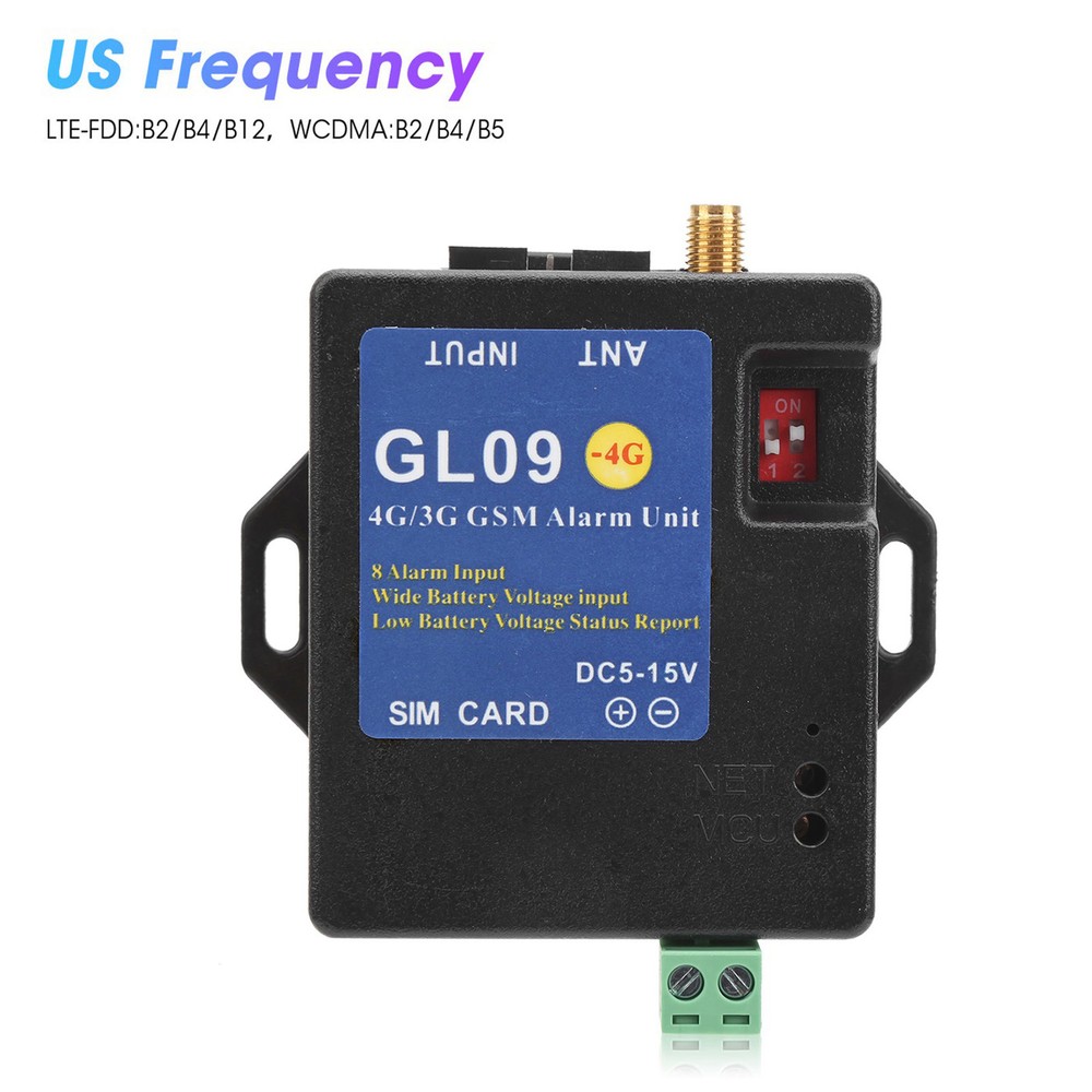 US Plug 4G/3G/GSM Alarm Security System Alert Module 8‑Channel Input Low Con Fit
