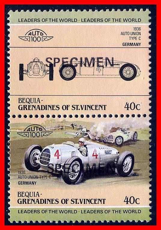 ST.VINCENT/BEQUIA = AUTO RALLY AUTOMOBILE = GERMANY "SPECIMEN" MNH (E=B2)
