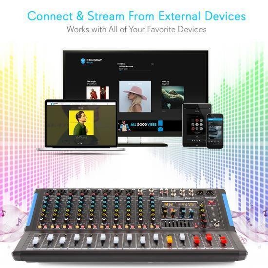 Pyle PMXU128BT Bluetooth 12 Ch. Studio DJ Controller Audio Mixer Console System