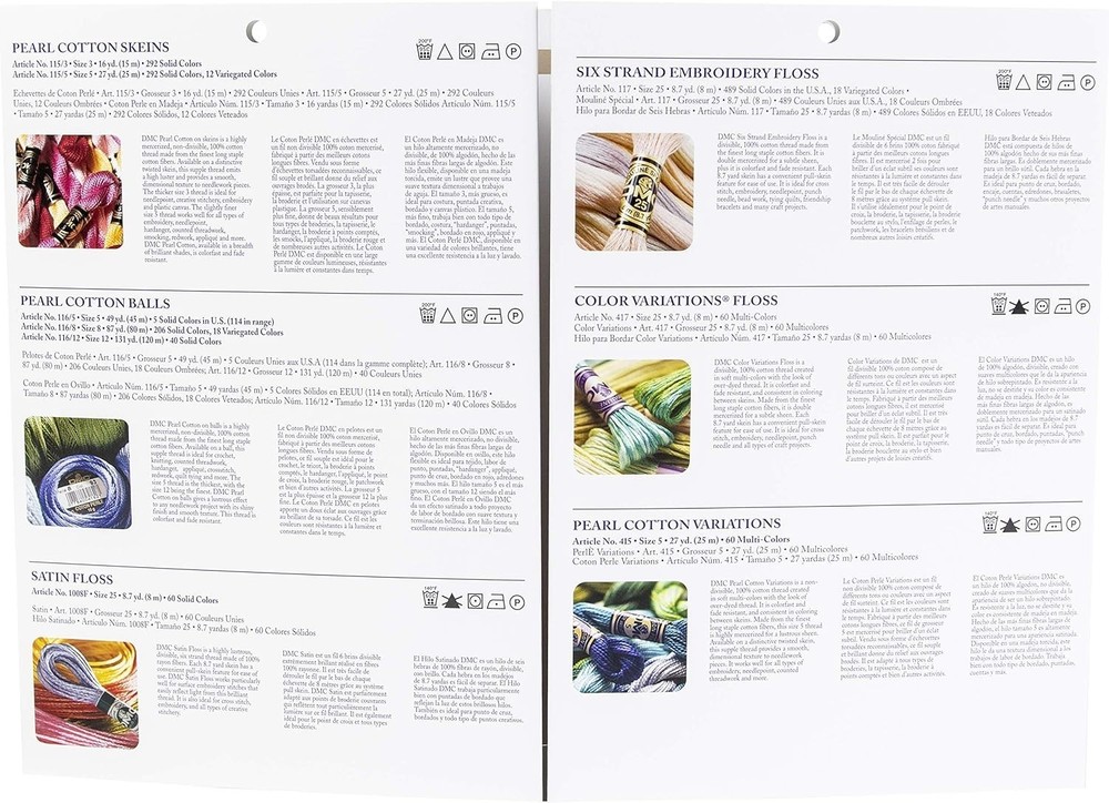 Needlework Threads Color Card with 12 Pages