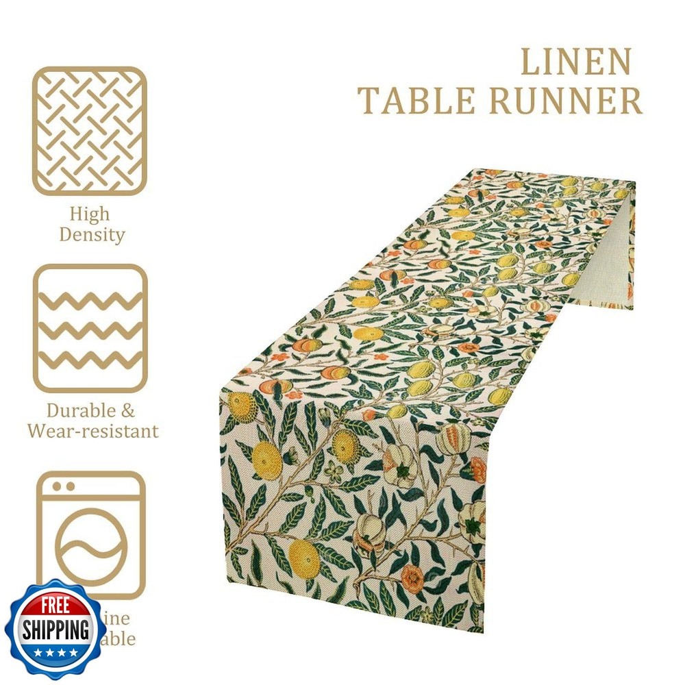 William Morris Table Runner, William Morris Design Green Table Runner Vintage