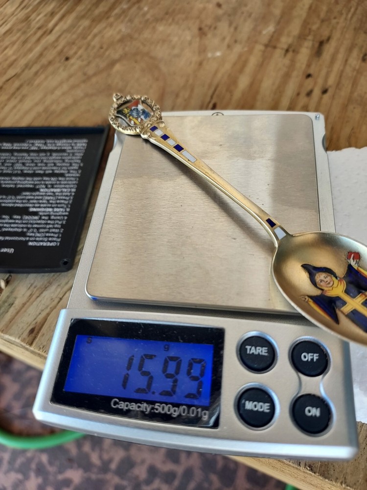 Antique 800 Solid Silver Enamel Decorated Bavaria Spoon Hallmarked
