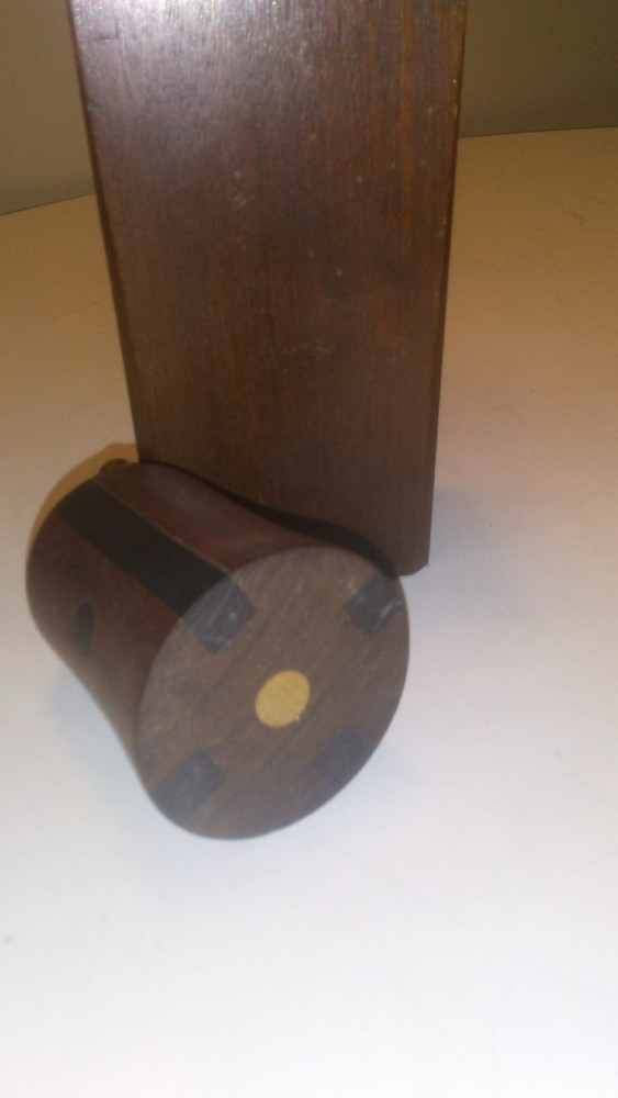 MODERNIST MCM TABLE LIGHTER PAIR WOOD LEATHER TEAK WALNUT
