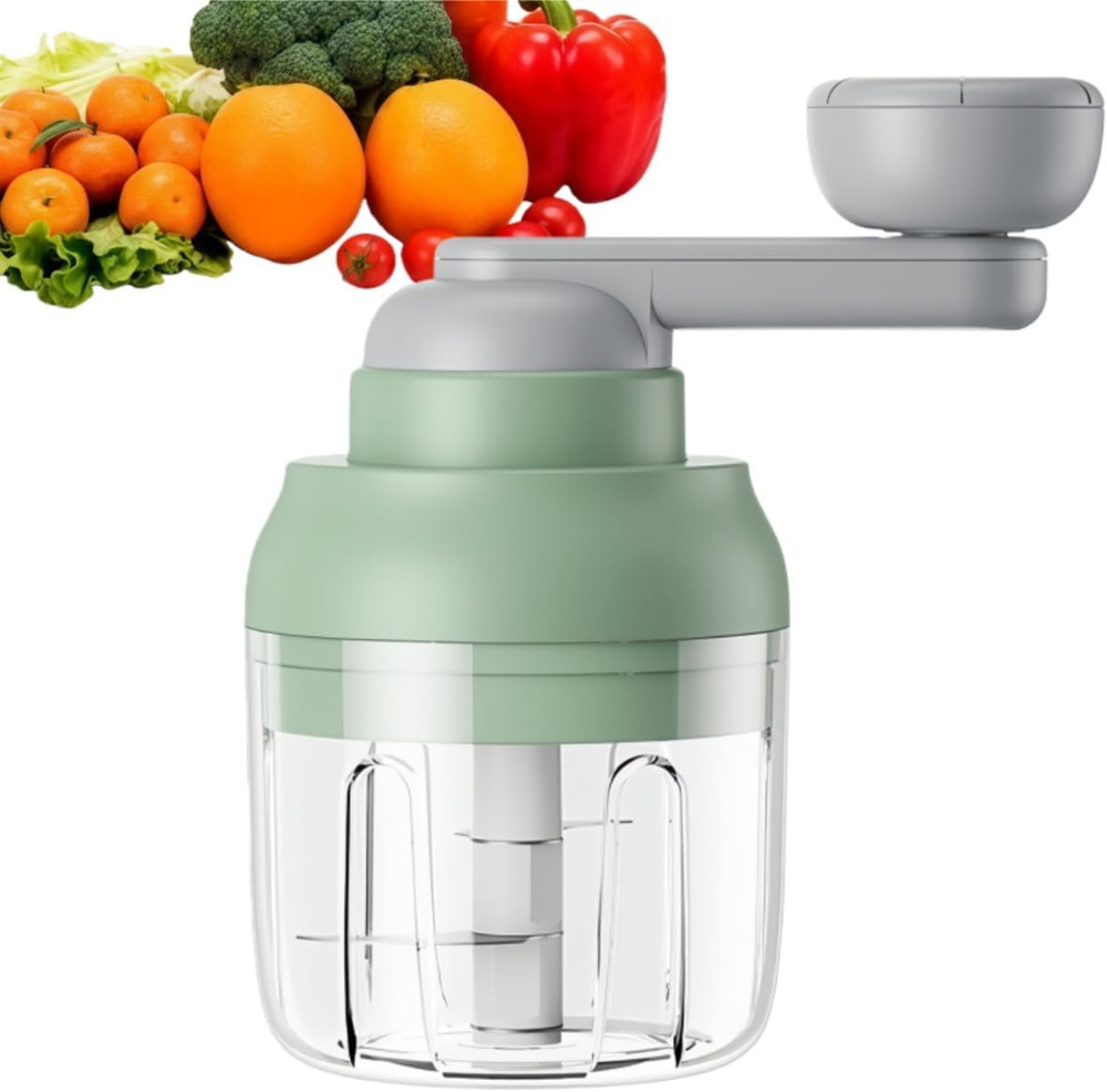 Multi-Functional Manual Food Processor Vegetable Chopper, Hand-Powered Handle On