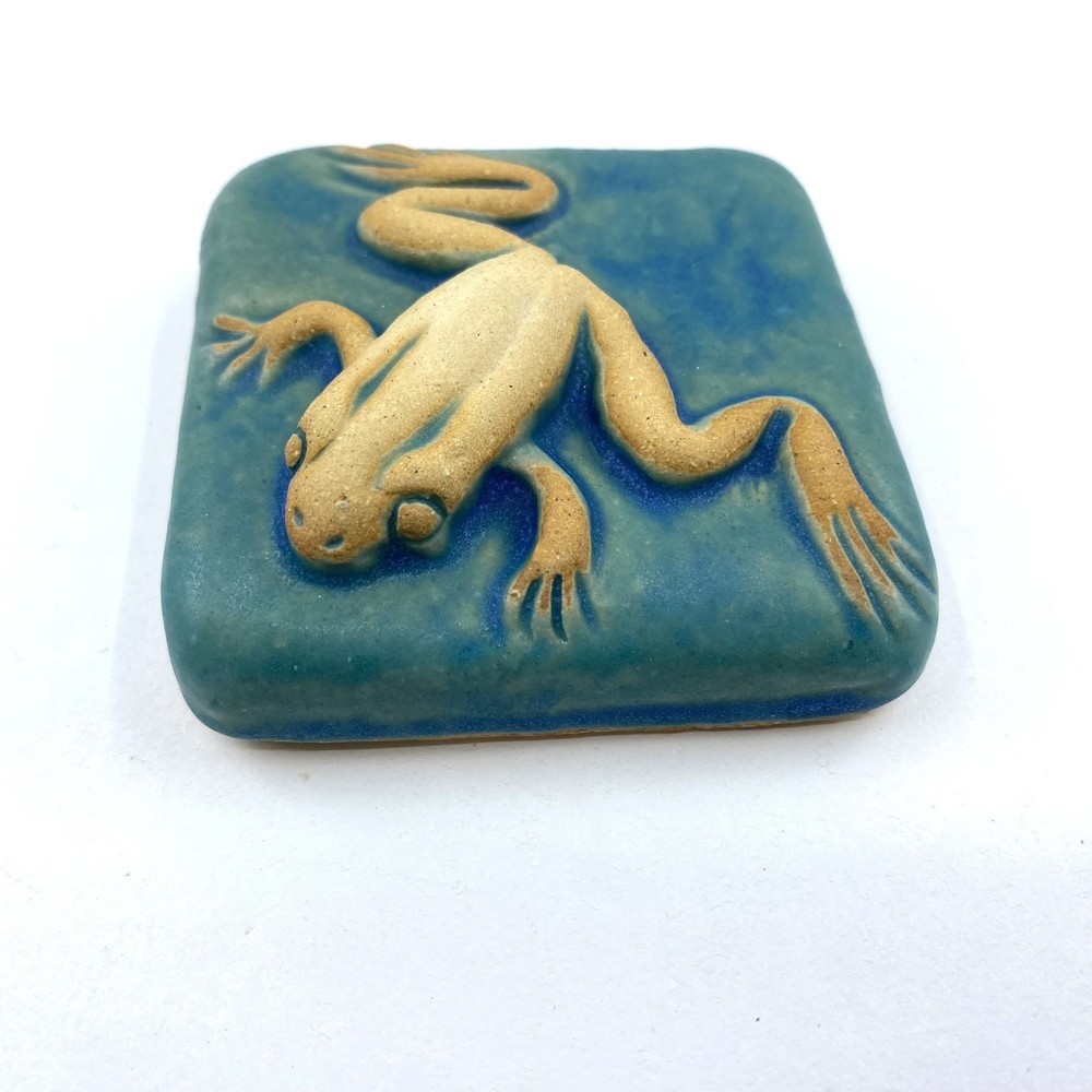 Crawling Frog 3x3" Ceramic Art Tile By Gretchen Kramp