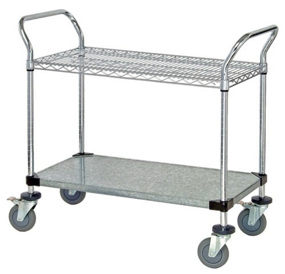 Quantum Storage Systems - WRC-2436-2CG - Utility Cart 1 Wire, 1 Solid Shelf