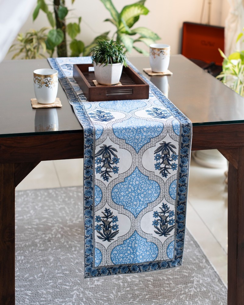 Table Runner with Floral Print - Handmade Authentic Indian Rajasthani Tableware