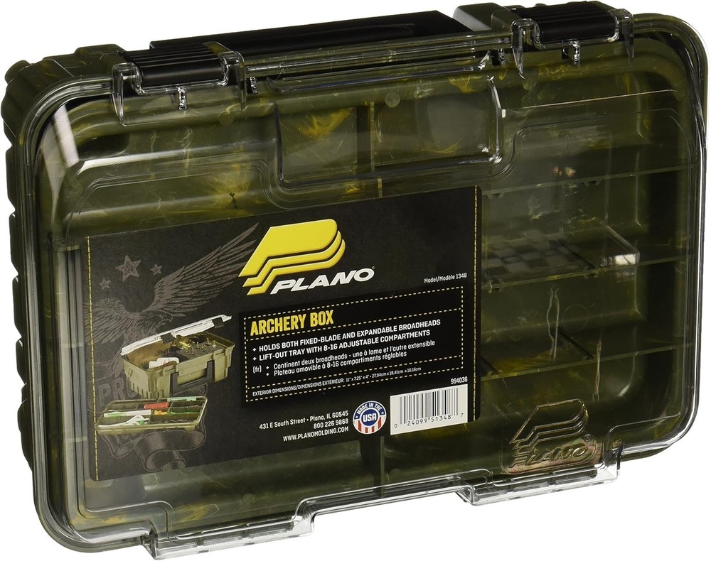 Camo Archery Accessory Box - Lightweight & Durable with Push Lock Closure