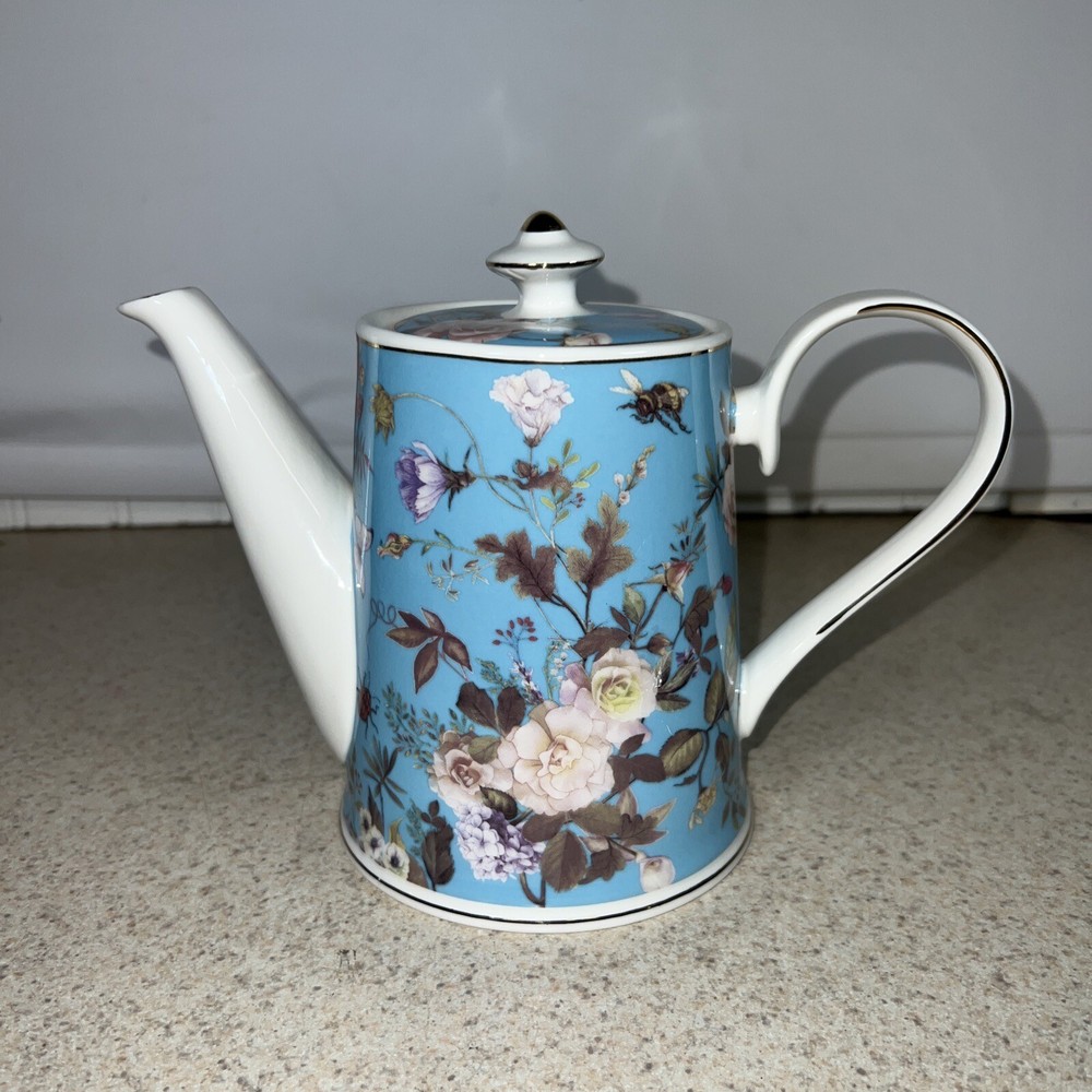 Grace Teaware Floral Mist Blue Teapot