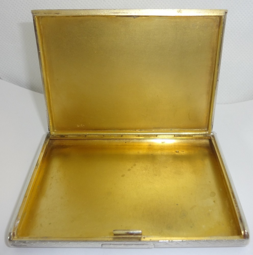 c.1900 Vienna Austria 900 Silver Engine Turned Pattern Cigarette Case