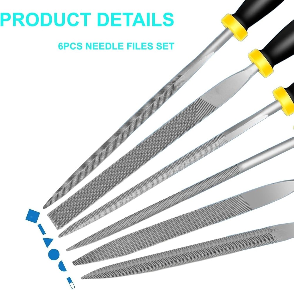 Compact 6-Piece Precision Needle File Set - Ideal for Fine Detailing & Projects