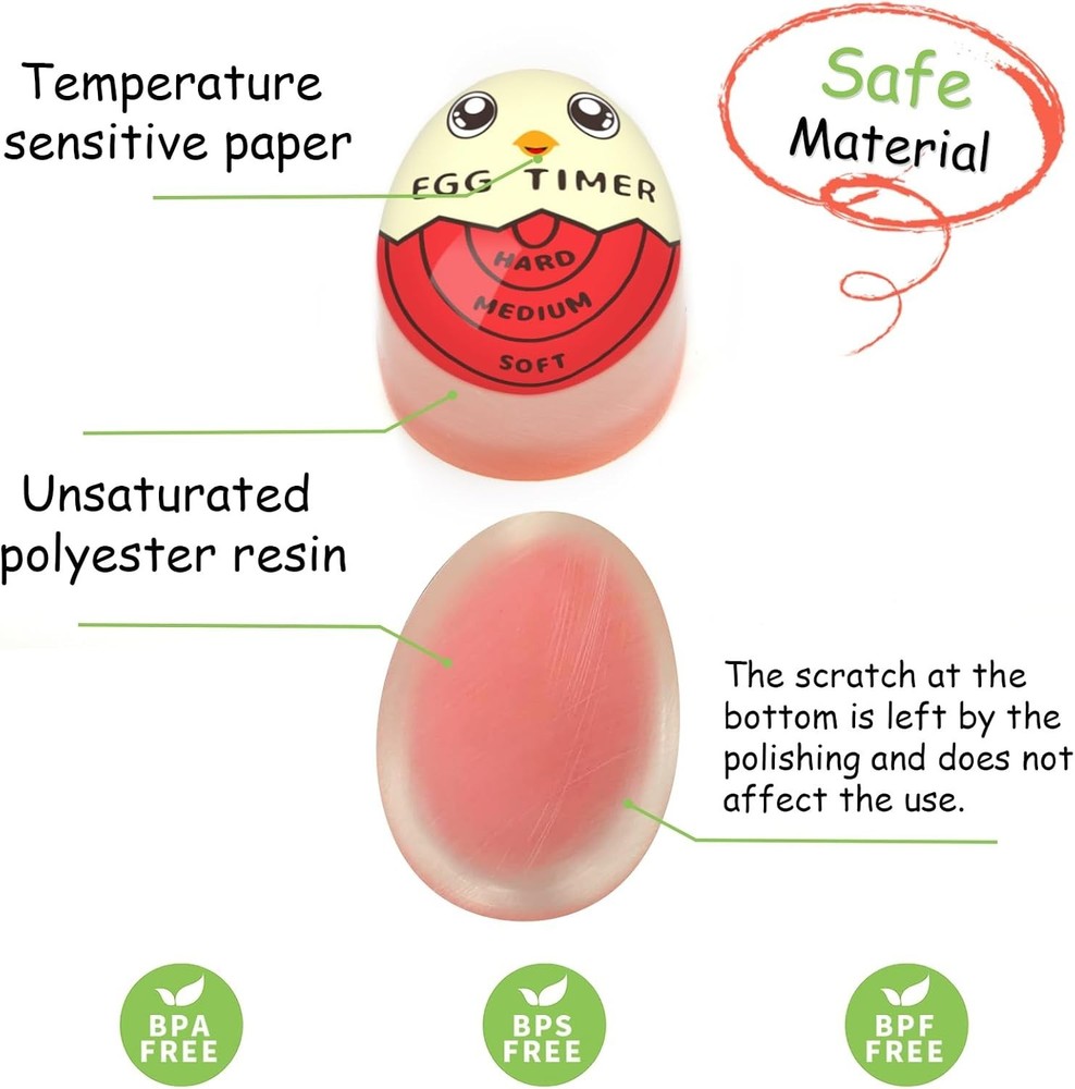 Precision Egg Timer with Color Change - Hard/Soft Boiled Eggs Made Easy, Red
