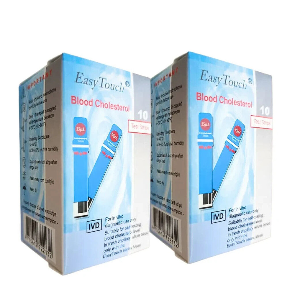 New Easy Touch Test Strips For Cholesterol Level Check - 10 Strips / Box