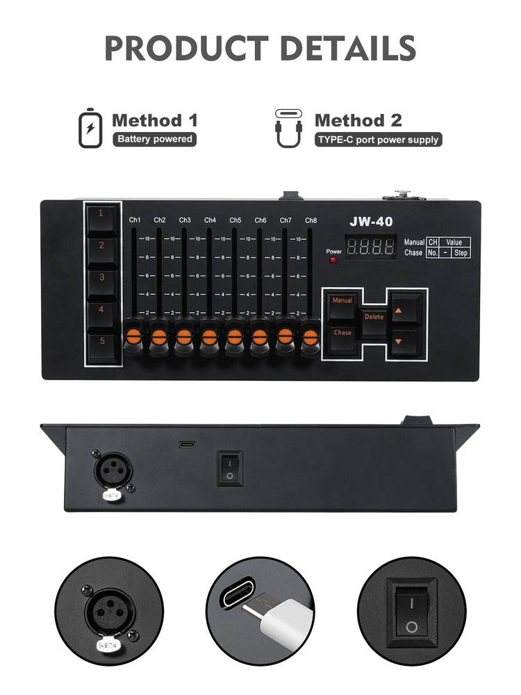 40/192 Channel DMX512 Controller Console For Stage Light Party DJ Laser Operator