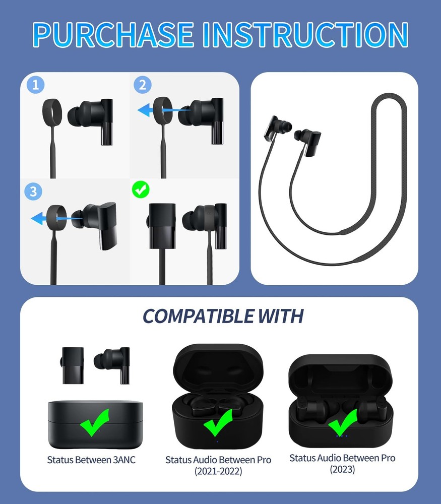 Alquar Anti-Lost Strap for Status Audio Between Pro/Status 3ANC Black