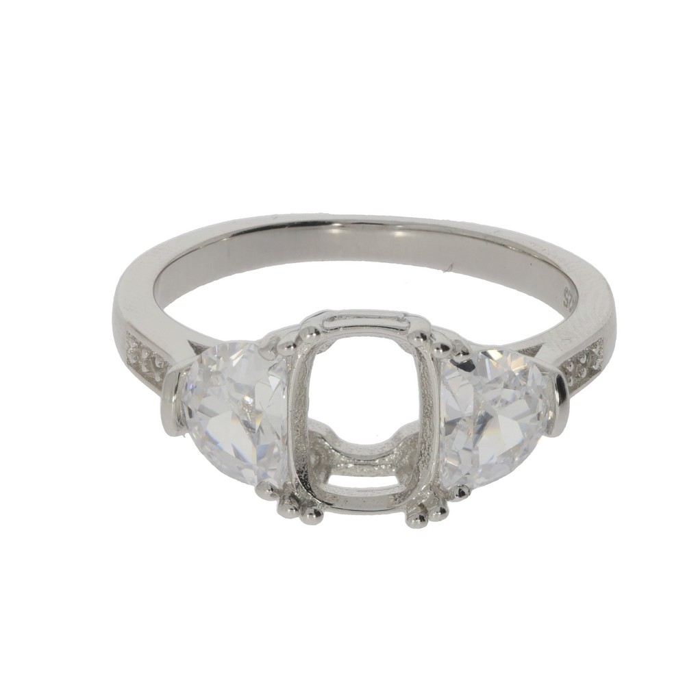 Sterling Silver Semi Mount Ring Setting Cushion CU 9x7mm