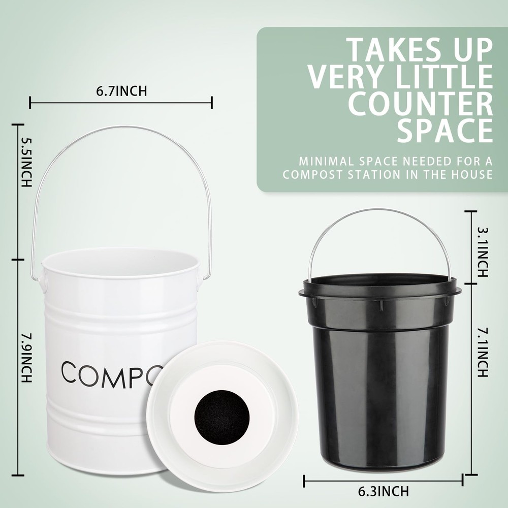 Compost Bin Kitchen Countertop Compost Bin with lid – Small Compost Bin Includes