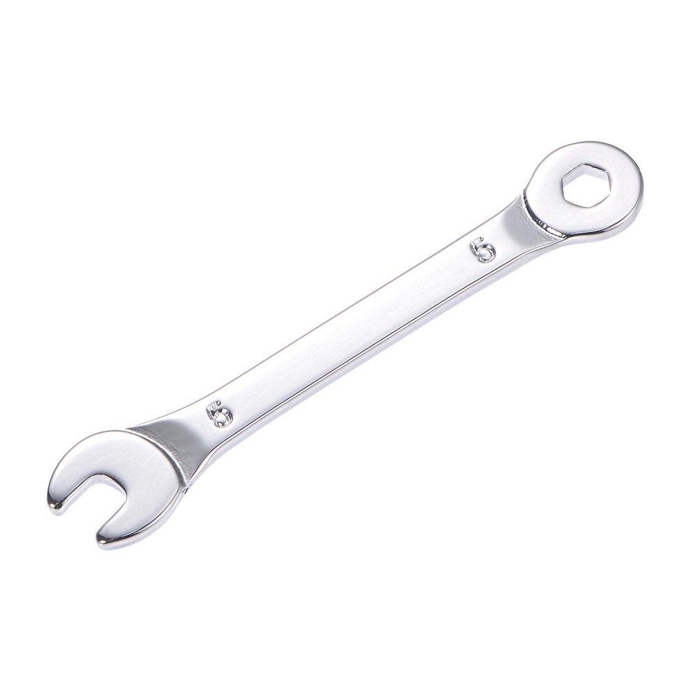 Thin Combination Wrench with Offset 6-Point End and Angled Open End 5mm