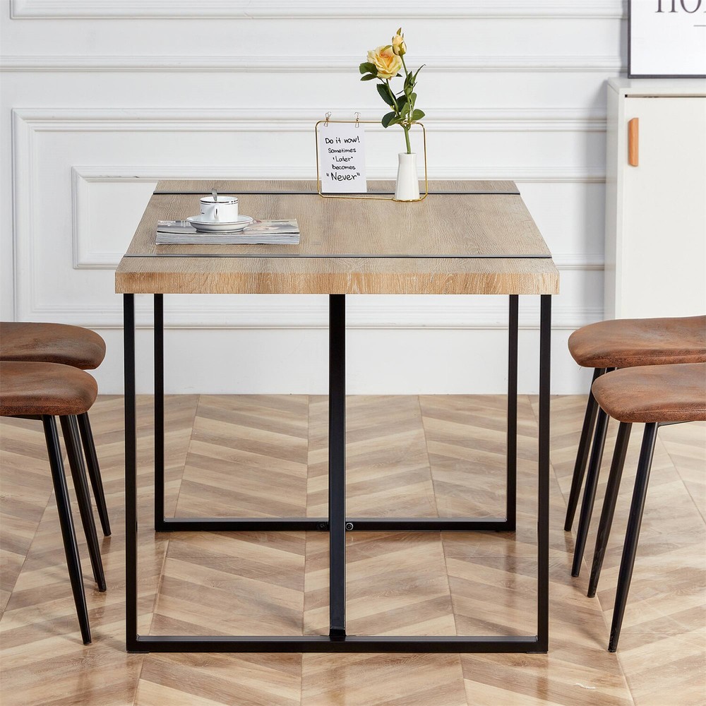 Dining Table Wood Table Kitchen Rectangular Table For 4-6 Person Rustic Brown