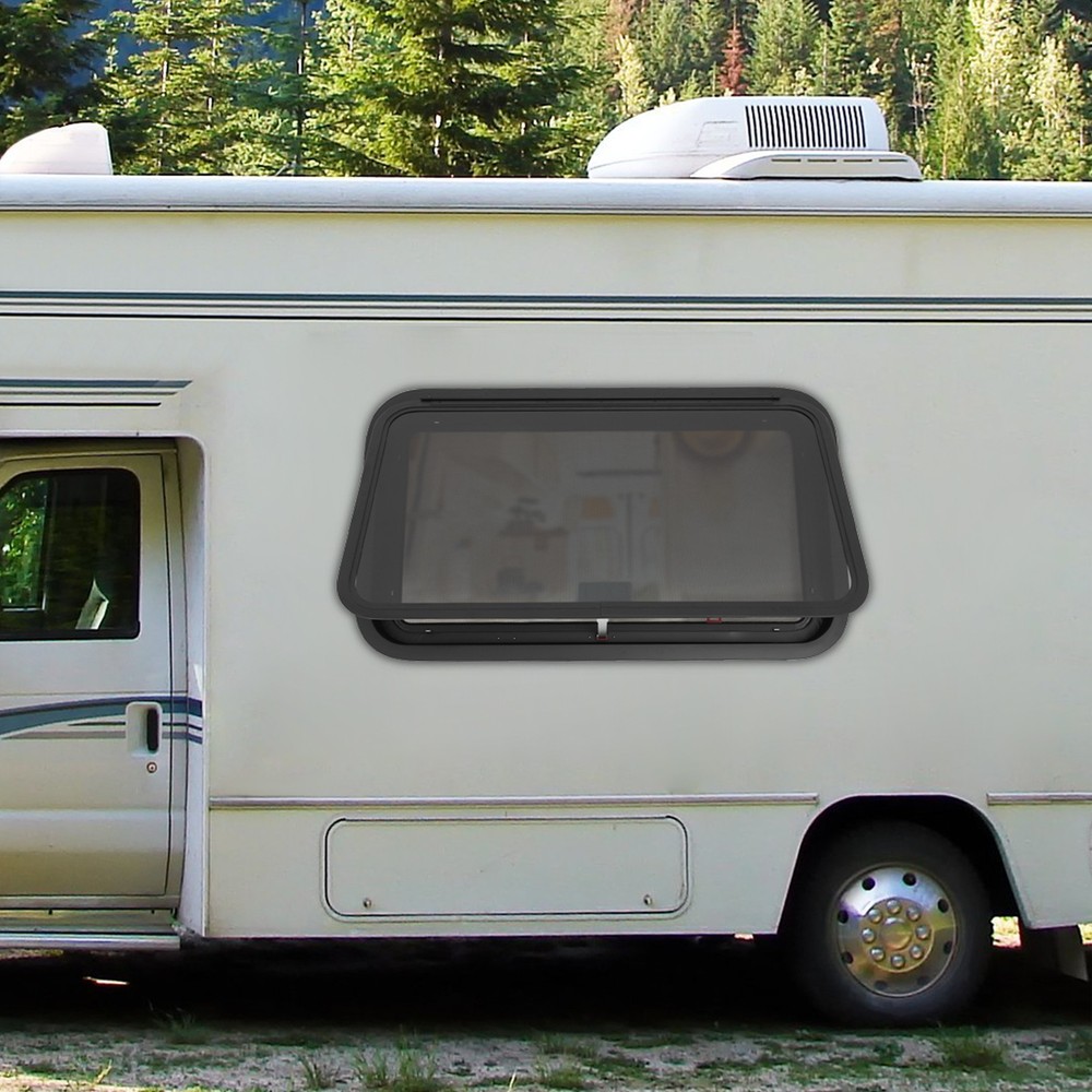 36" x 20" RV Exit Window with Trim Ring & Screen for Campers and Trailers