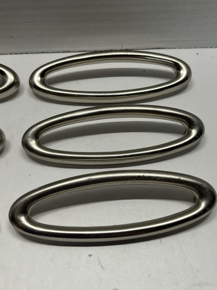Vintage Lot (6) NOS Chrome Oval Fixed Drawer Pulls