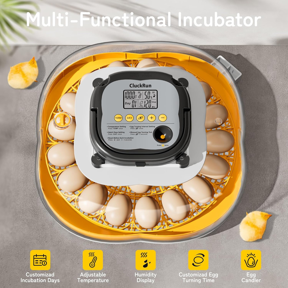 25 Egg Incubator, Temperature & Humidity Control, Programmable Automatic Egg Tur