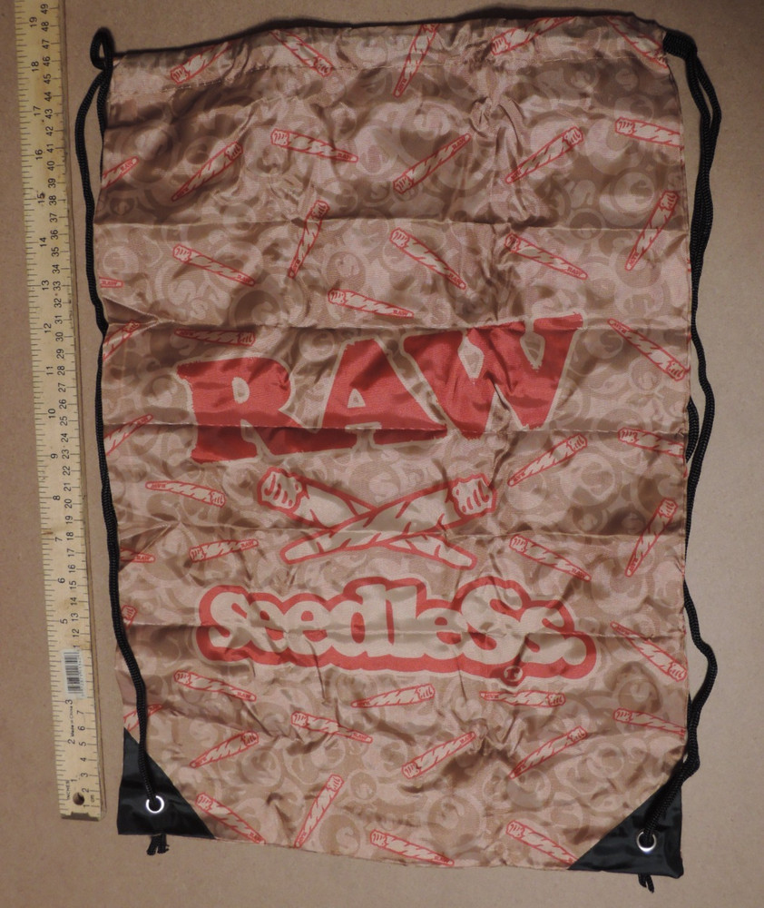 Rawthentic RAW Authentic SEEDLESS LOGO Drawstring TAN Beach BAG Brown Backpack!