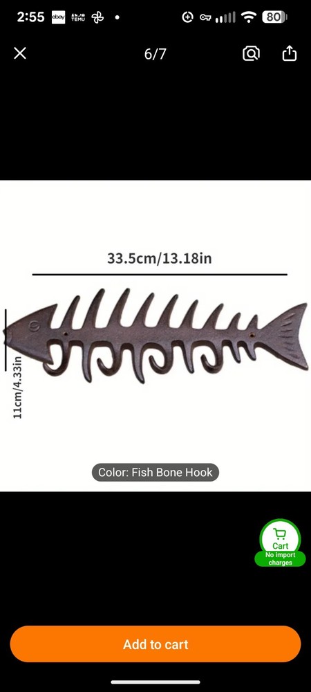 Vintage Style Fish Bone Cast Iron Wall Hooks