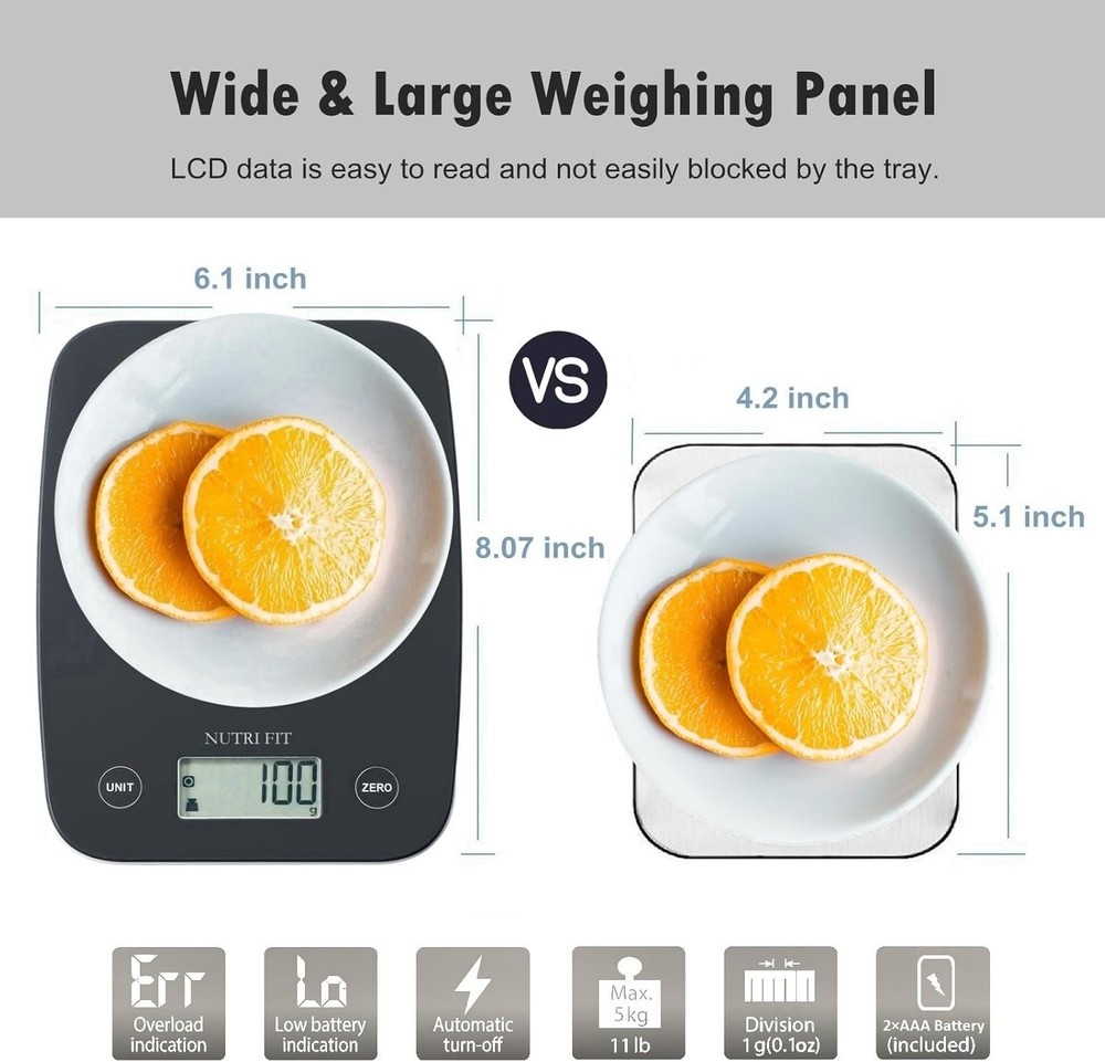 Precision Digital Kitchen Food Scale with Large LCD & Tare Function