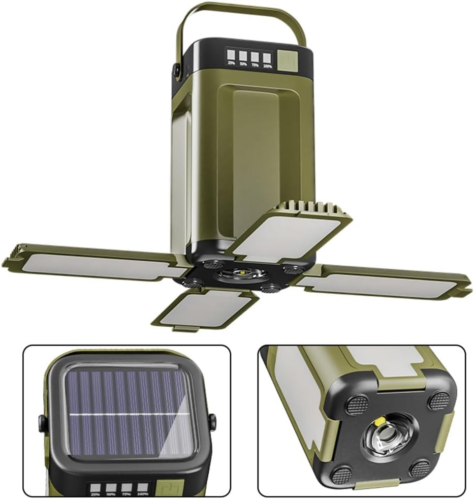 IPX4 Waterproof Led Camping Lantern with Solar Panel and Type-C Charging, 4