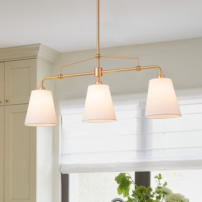 EDISLIVE 3 - Light Gold Fabric Kitchen Island Linear Pendant