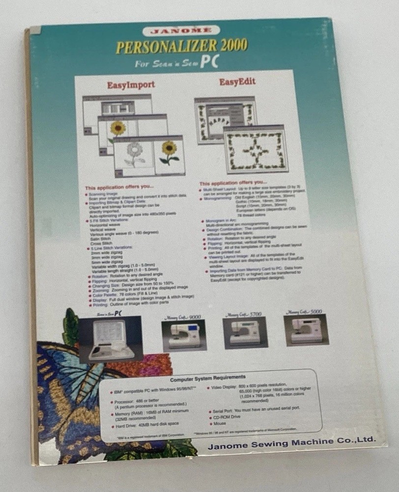 Janome Customizer 2000 Customizing Software Disc Only