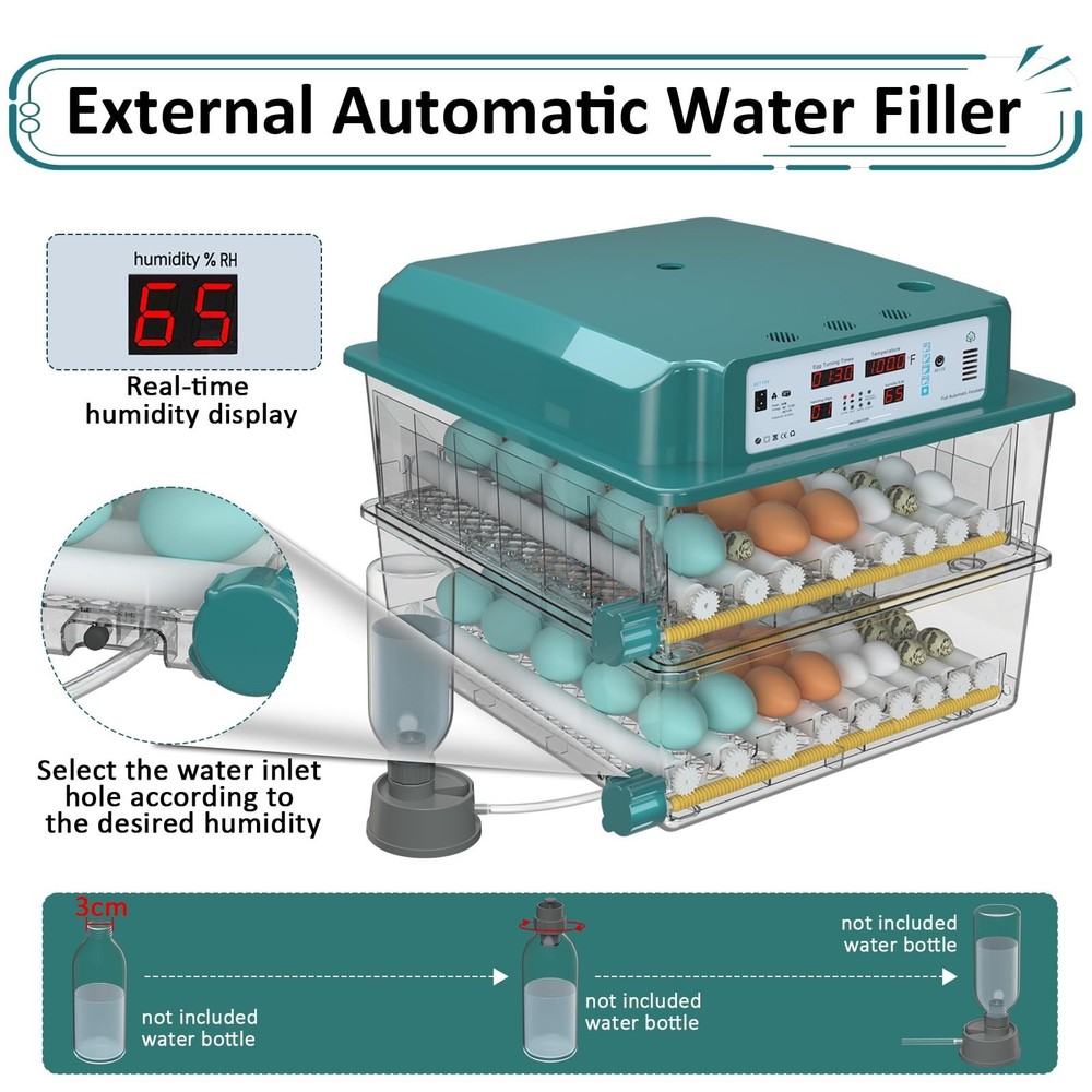 Incubators for Hatching Eggs 120, Chicken Egg Incubator with Automatic Egg Tu...