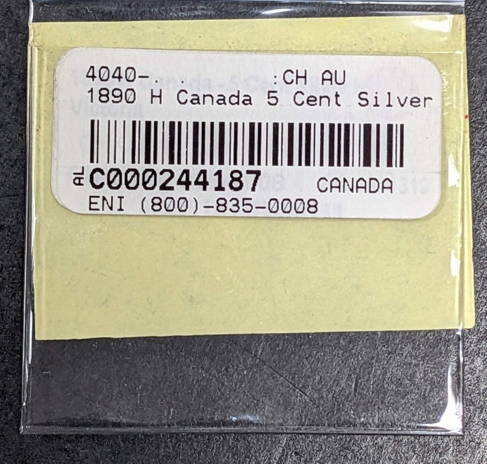 1890 H Canada 5 Cent Silver Victoria