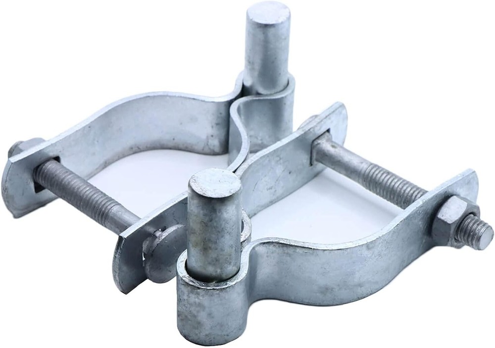 2 Pack Chain Link Fence Gate Post Hinge - Galvanized, Nut/Bolt (1-5/8 Inch)