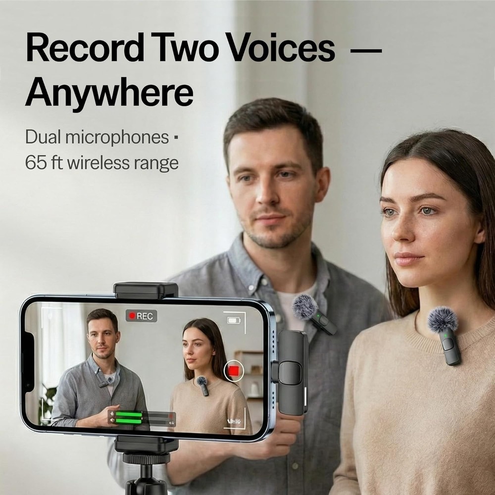 Wireless Microphone for iPhone/Android Clear Voice , Noise Cancelling
