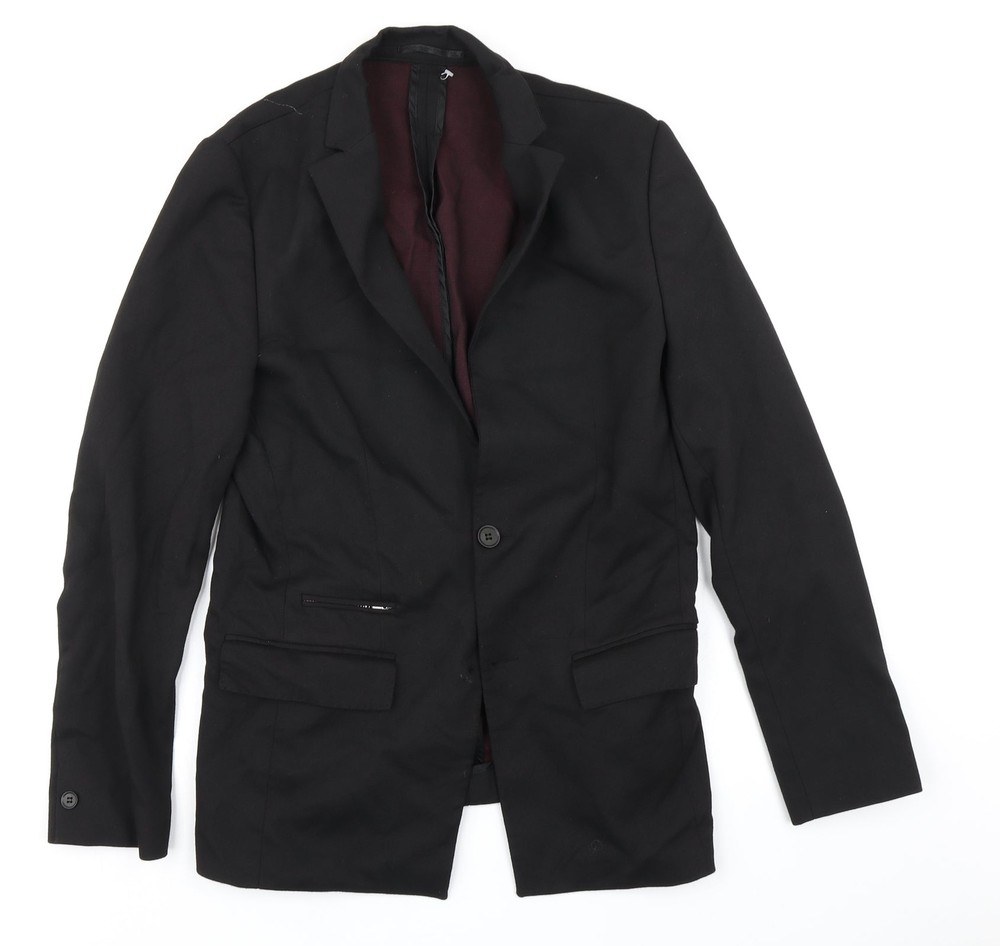 River Island Mens Black Polyester Blend Blazer Size 38