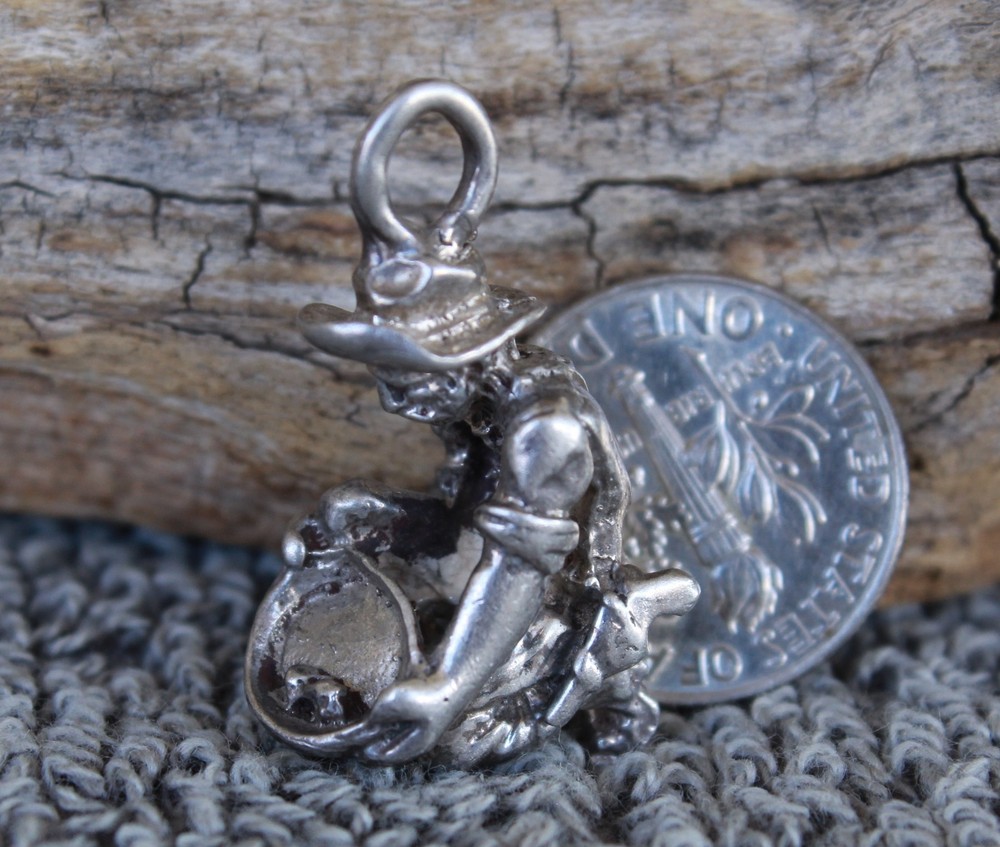 Gold Pan Prospector Figure Solid Sterling Silver pendant casting